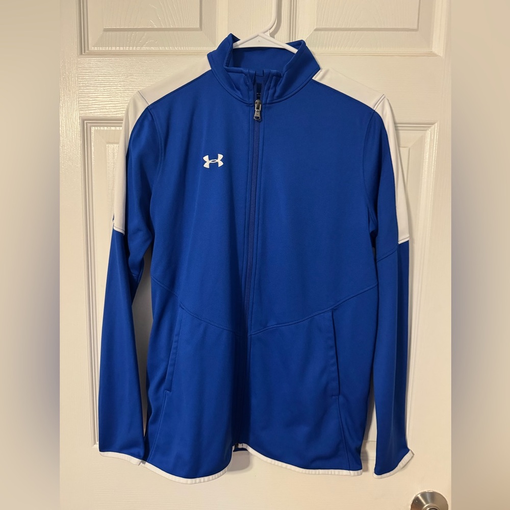 Men’s Under Armour Royal Blue light weight zip up jacket, size Small.